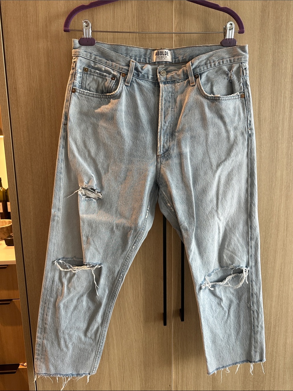 Agold Light Blue Distressed Straight Jeans